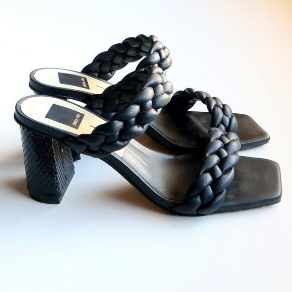 Dolce Vita Paily Heels Stella Black Block Heel Square Toe Mule Sandals Size 7 - Picture 5 of 16